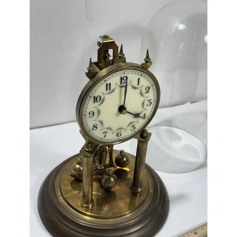 Antique Clock Germany NO(0) Jewels unadjusted Torsion Dome For Parts or‎ Repair